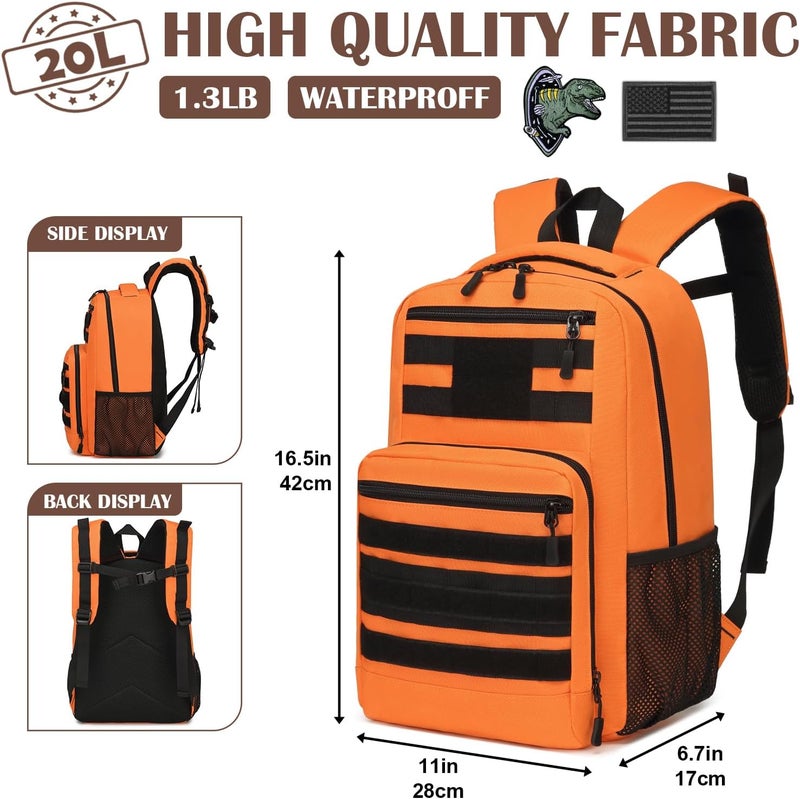 SunForMorning Kids Tactical Backpack Army Molle Bookbag Military Boys Backpack for School, Outdoor, Camping, Orange - Image 2